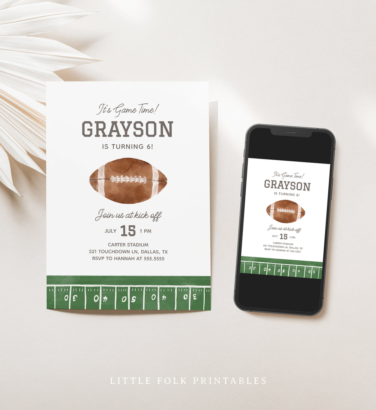 Editable Football Birthday Party Invitation Template