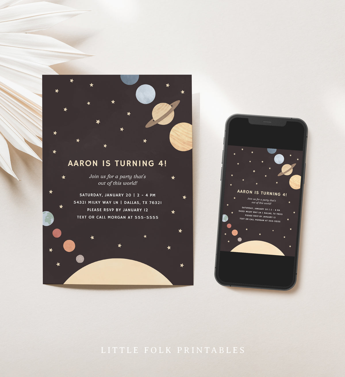 Editable Outer Space Birthday Party Invitation Template No. 2