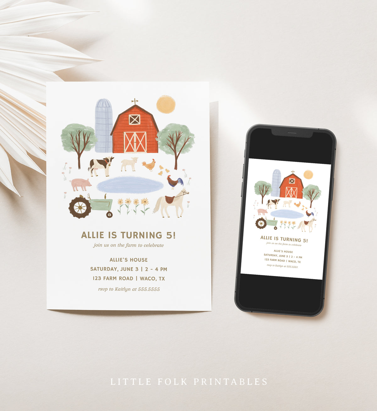 Editable Farm Birthday Party Invitation Template