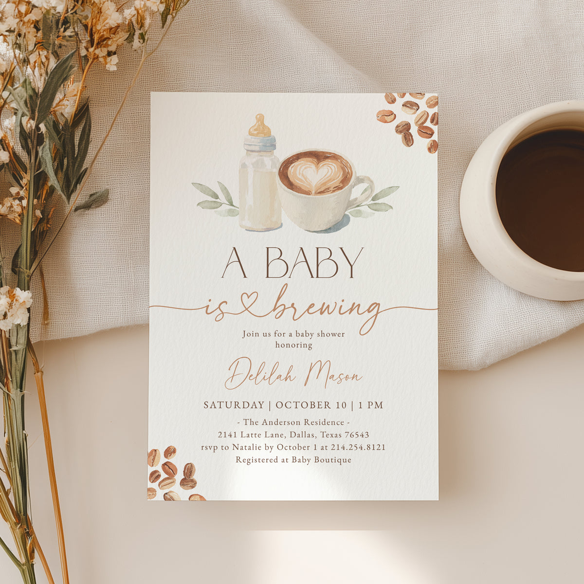 Coffee Baby Shower Invitation