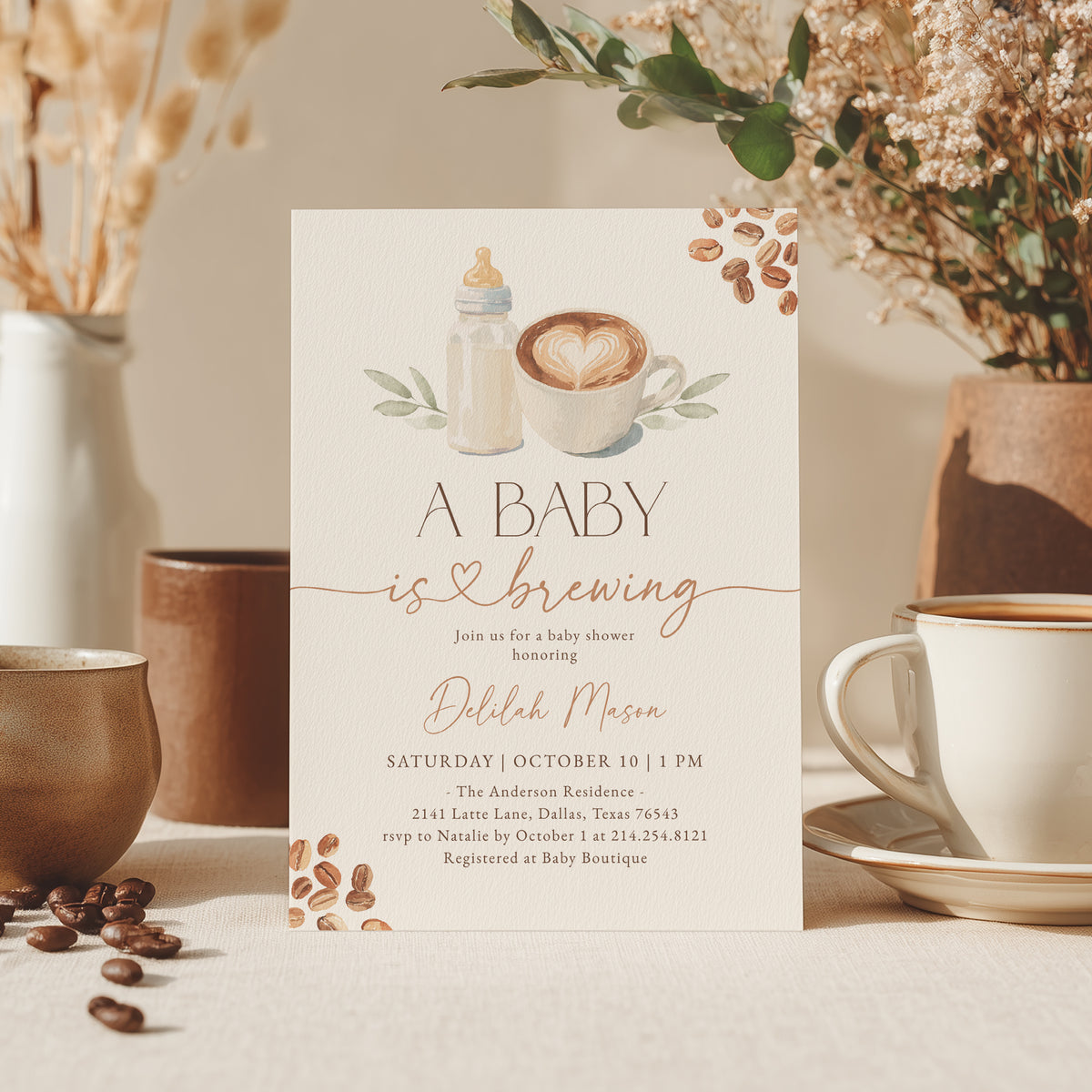 Coffee Baby Shower Invitation