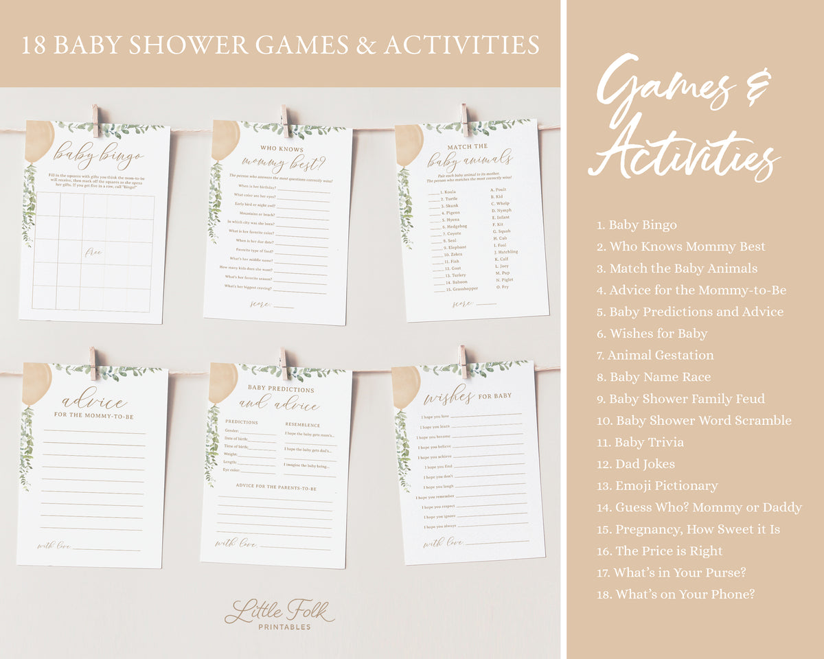 Editable Gold Balloon Baby Shower Invitation Bundle