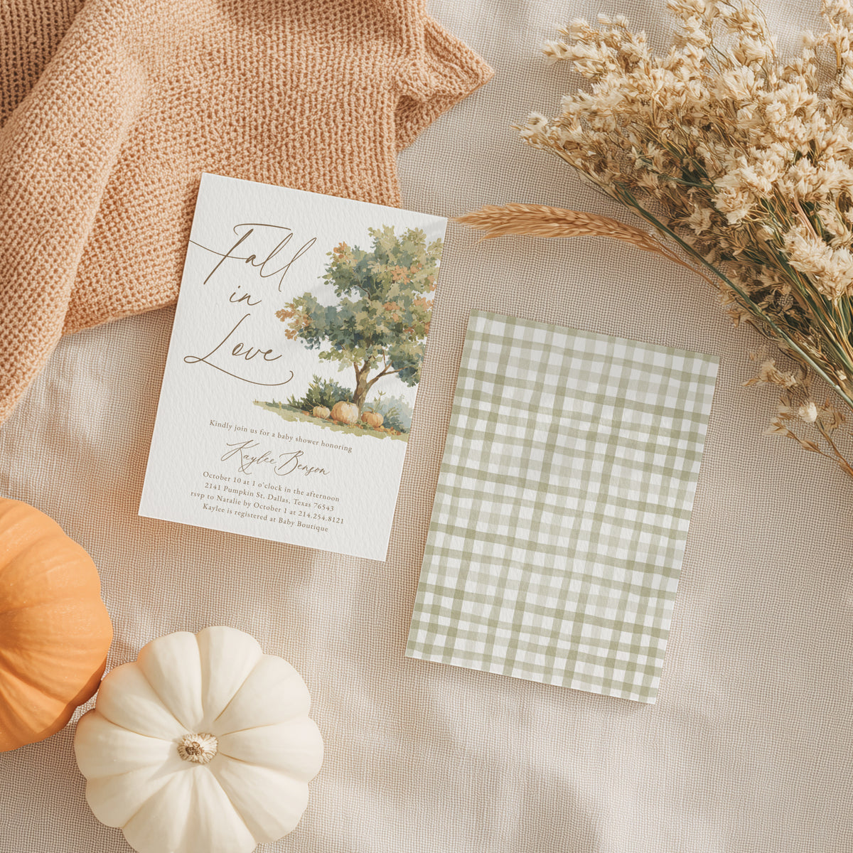 Fall in Love Oak Tree Baby Shower Invitation