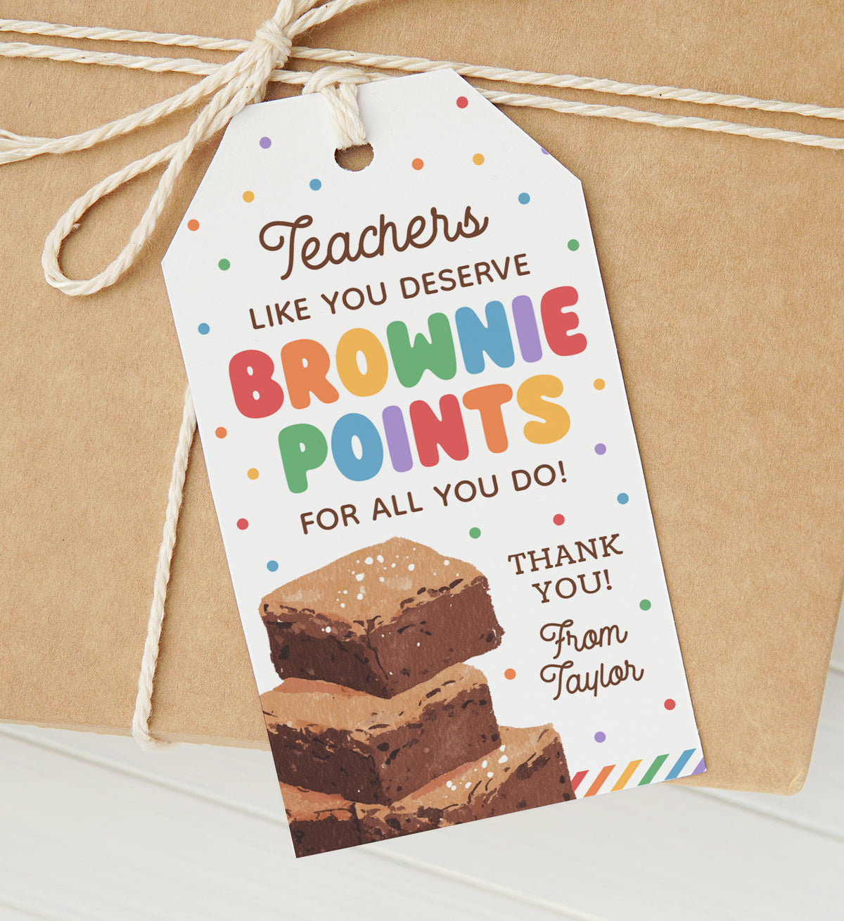 Brownie Points Teacher Appreciation Tag Template