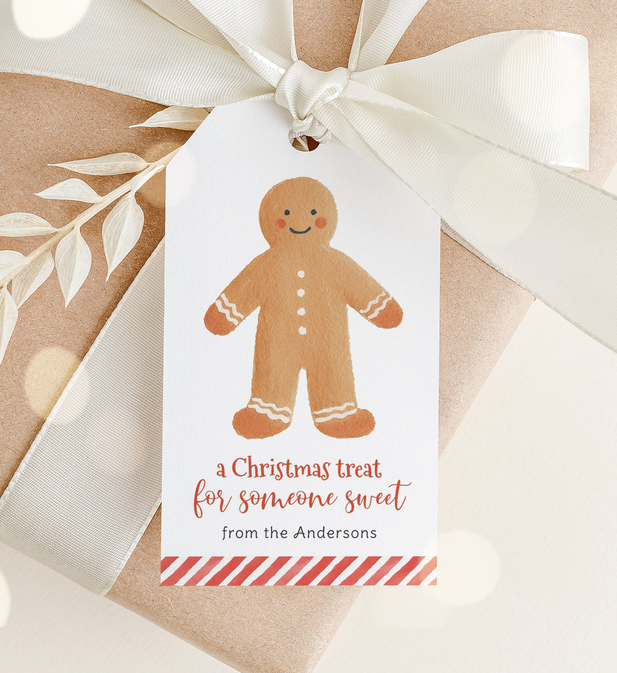 Gingerbread Man Holiday Tag Template