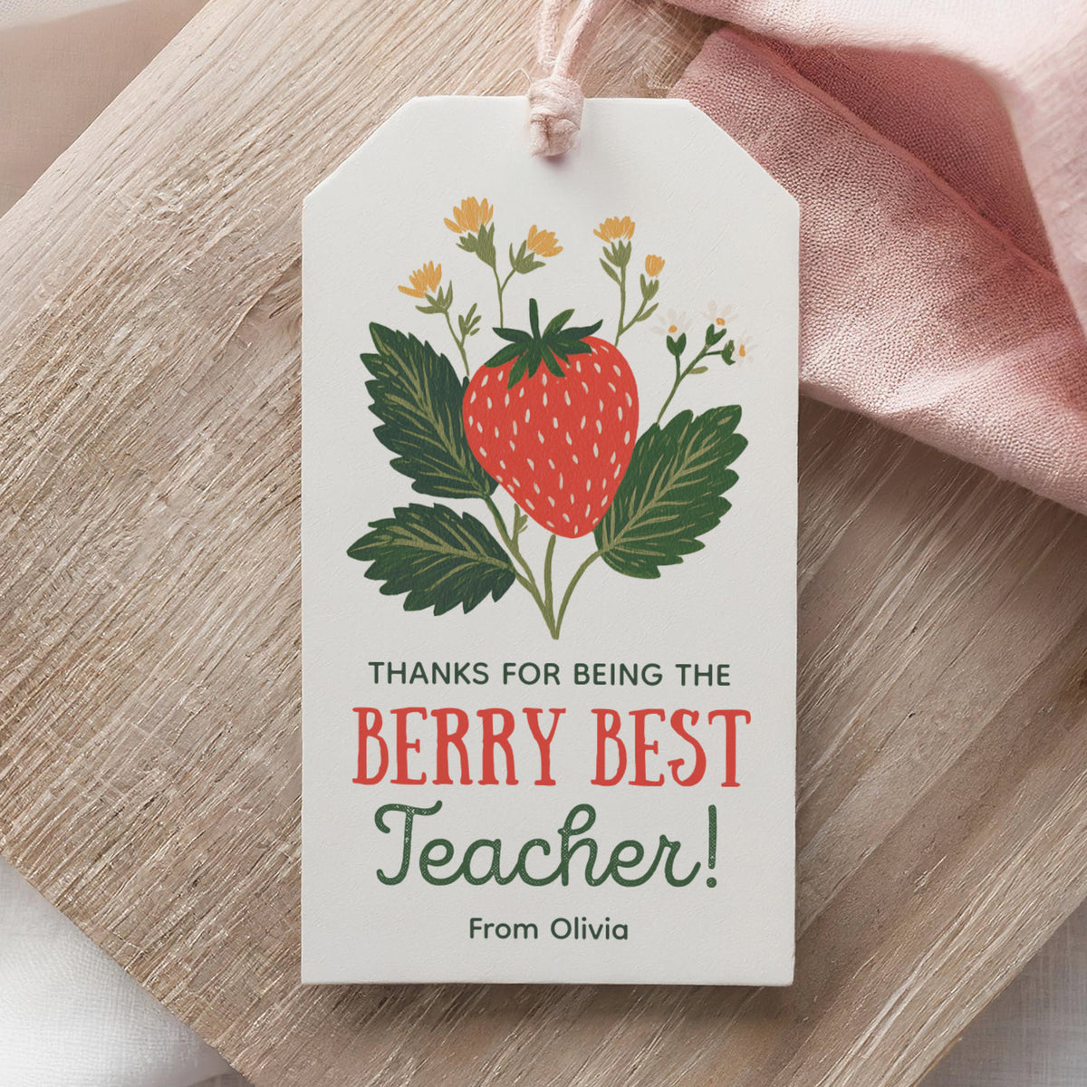 Strawberry Teacher Appreciation Tag Template