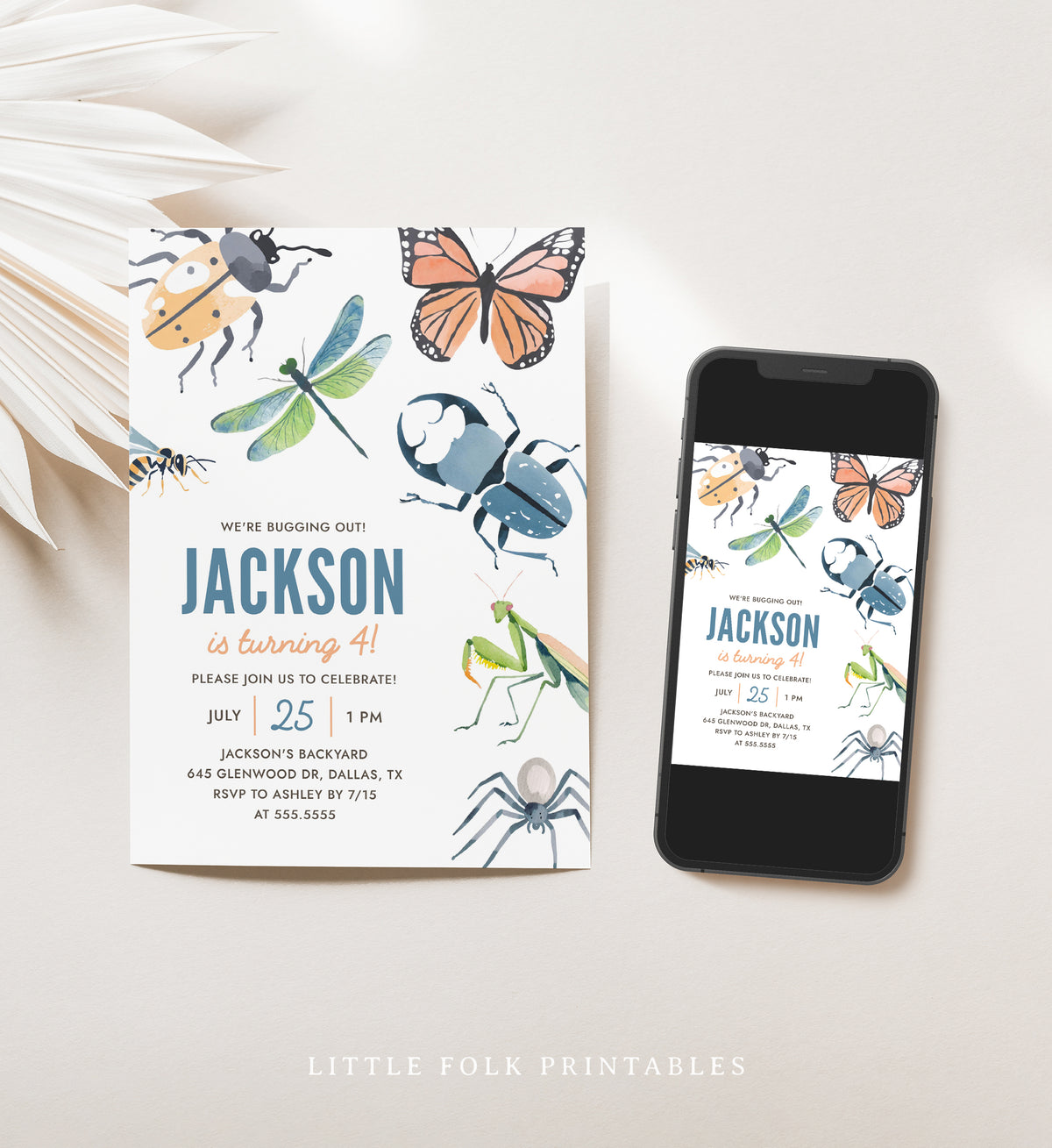 Editable Bug Birthday Party Invitation Template