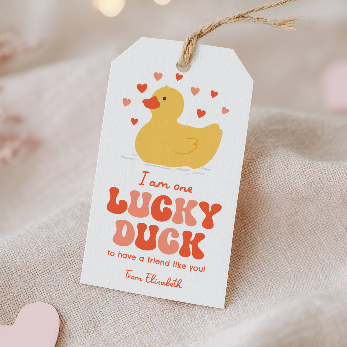 Rubber Duck Valentine's Tag Template