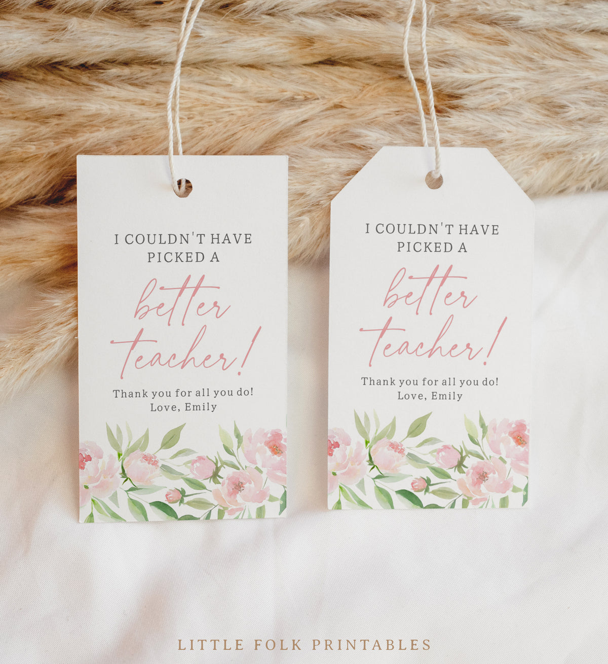 Pink Floral Teacher Appreciation Tag Template