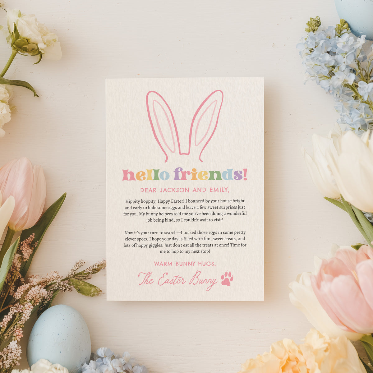 Bunny Ears Easter Letter