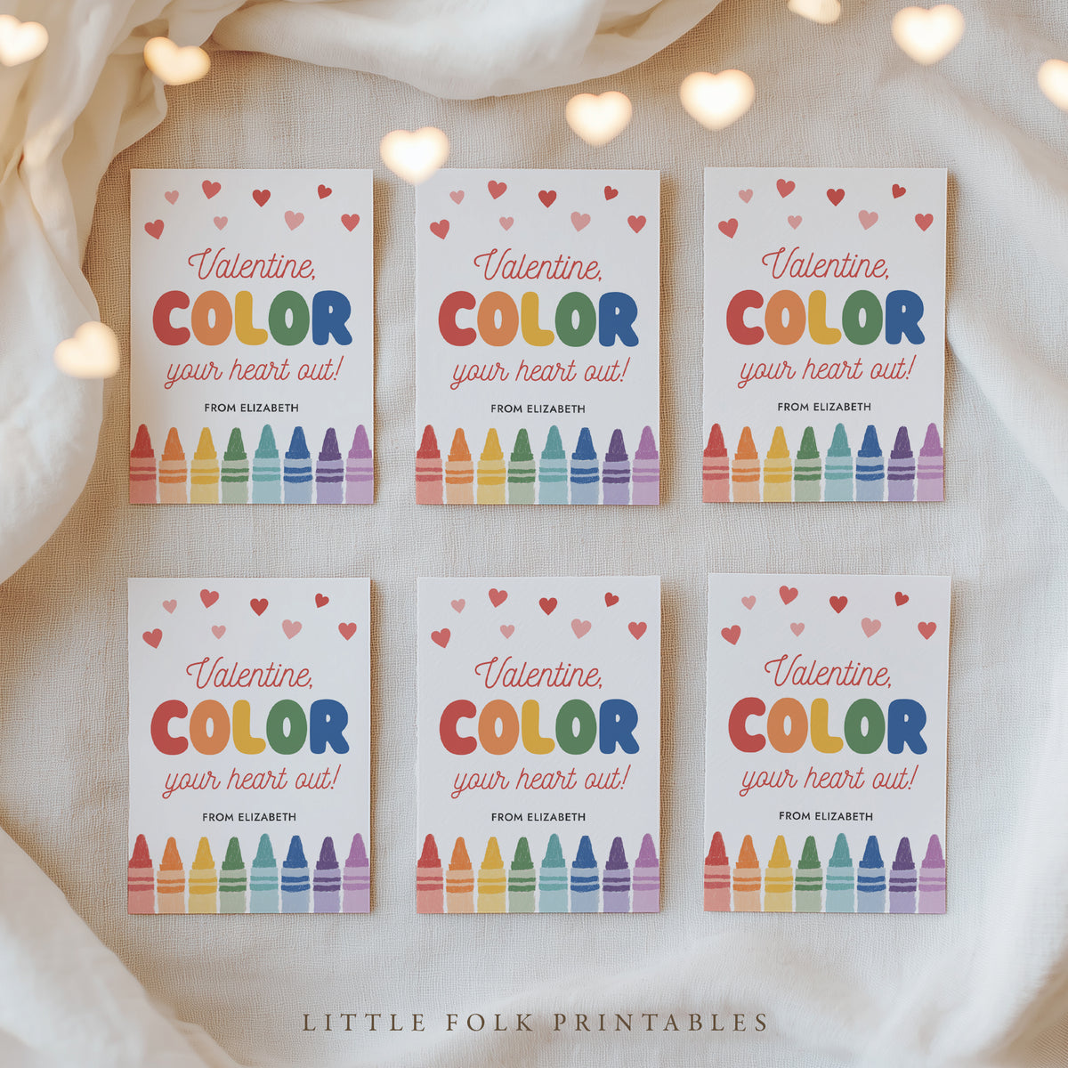 Crayon Valentine's Card Template