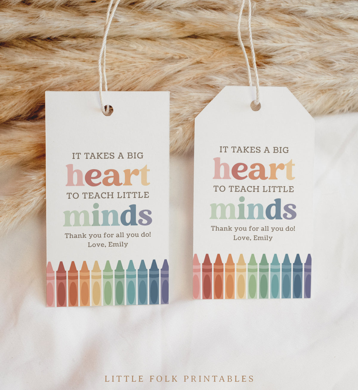 Big Heart Crayon Teacher Appreciation Tag Template