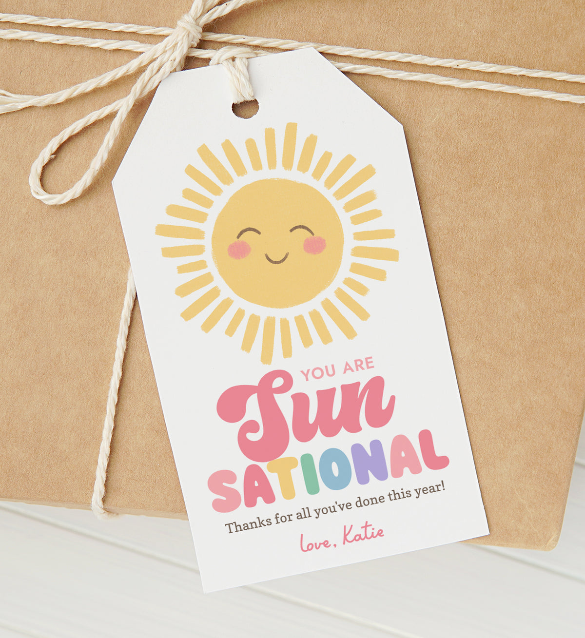 Sunsational Teacher Appreciation Tag Template