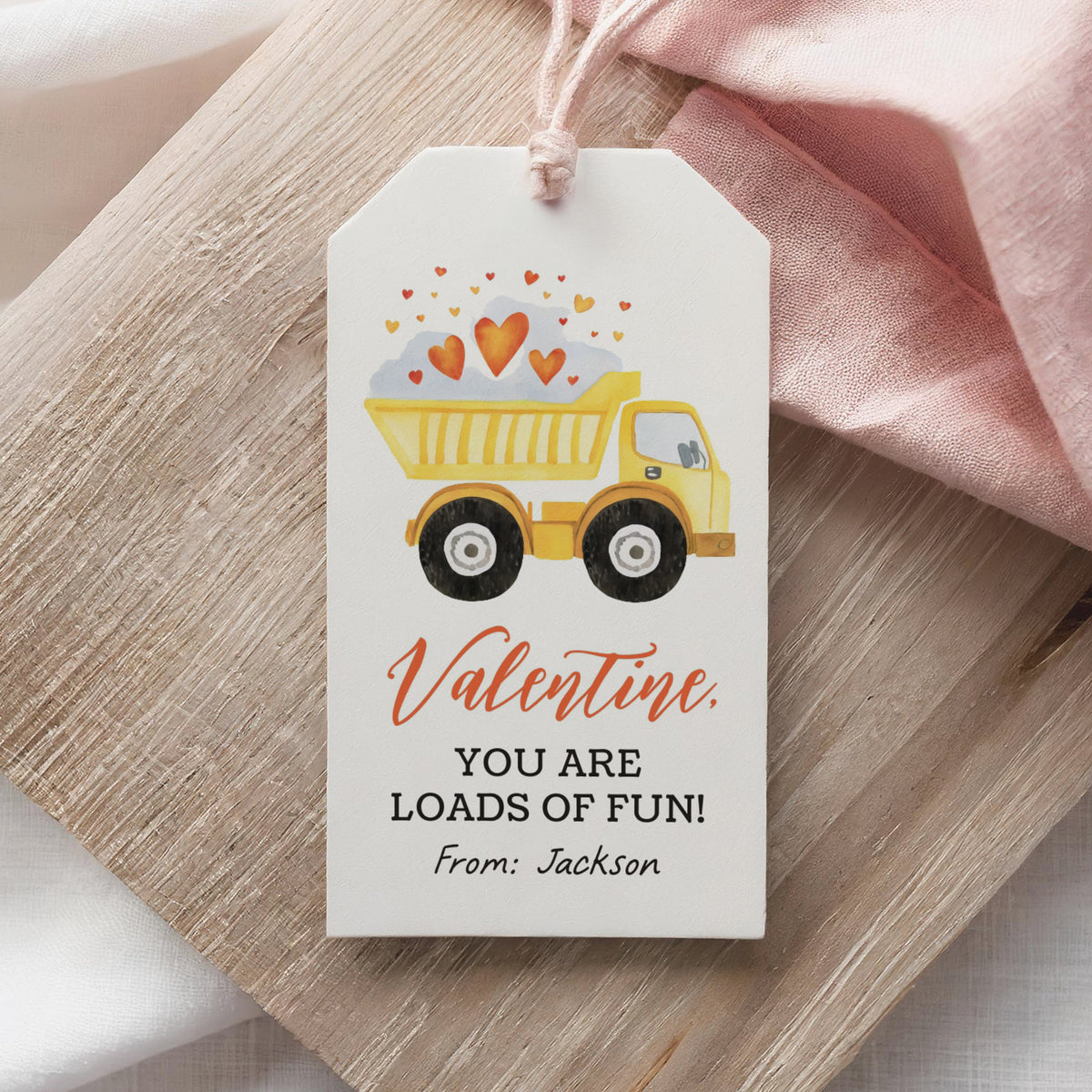 Dump Truck Valentine's Tag Template