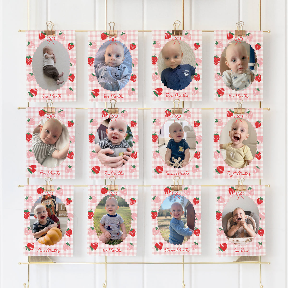 Strawberry First Birthday Monthly Photo Banner