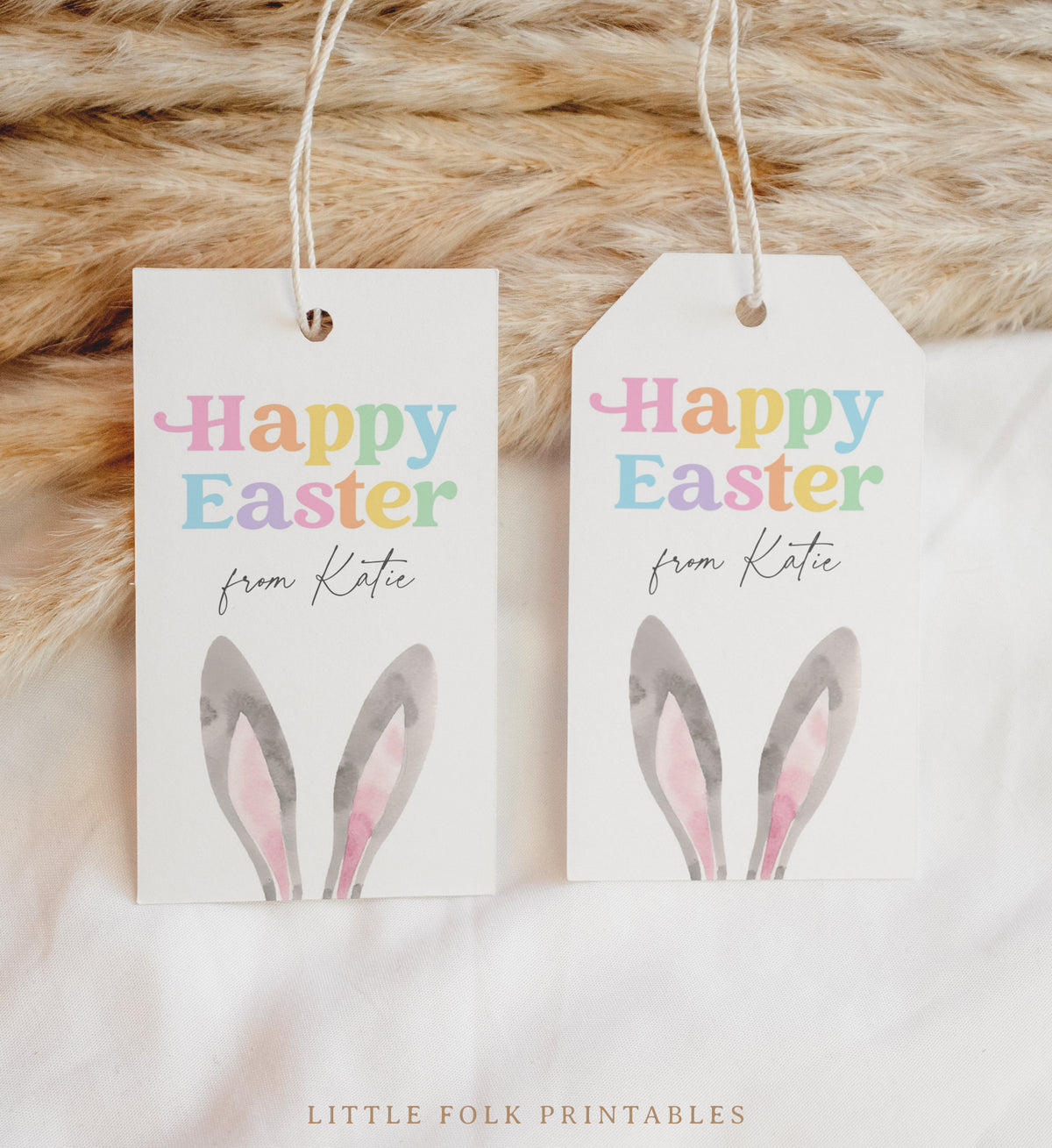 Bunny Ears Happy Easter Tag Template