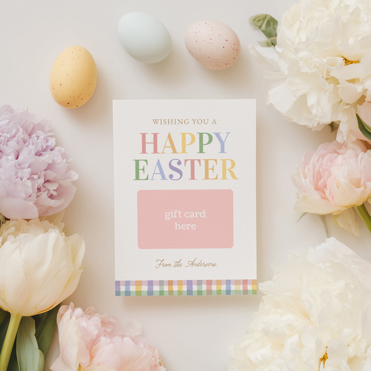 Gingham Happy Easter Gift Card Holder