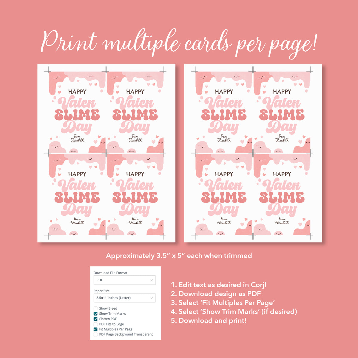 Slime Valentine's Card Template