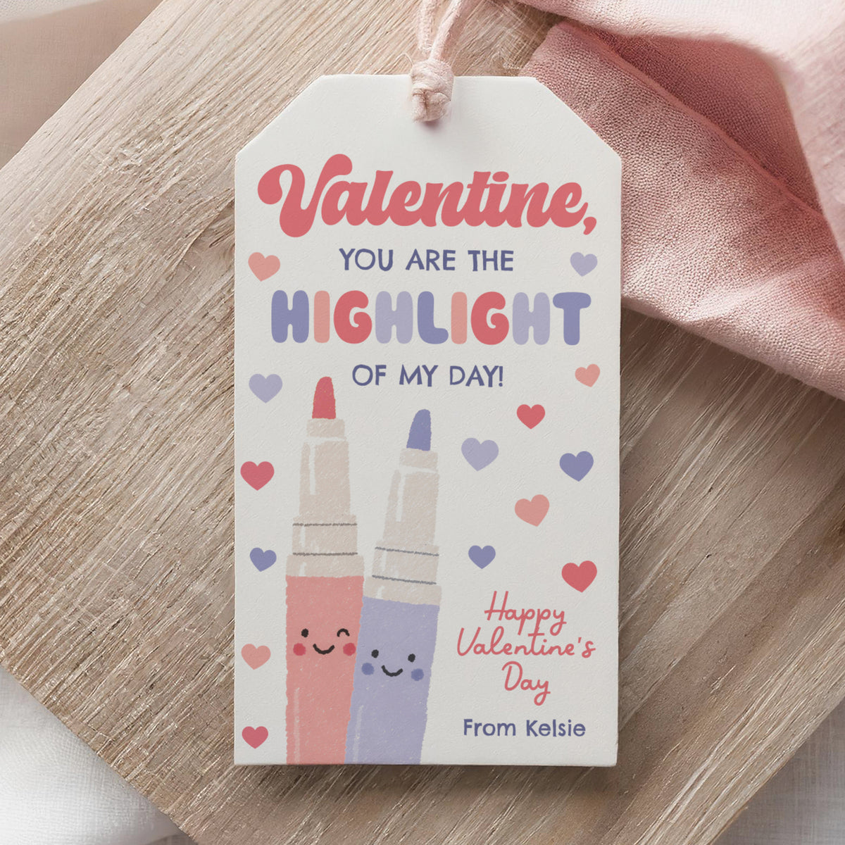 Highlighter Valentine's Tag Template