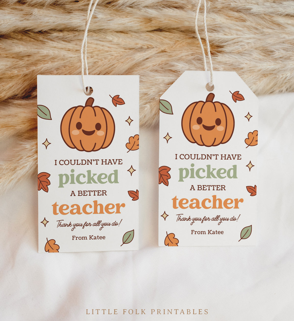 Pumpkin Teacher Appreciation Tag Template
