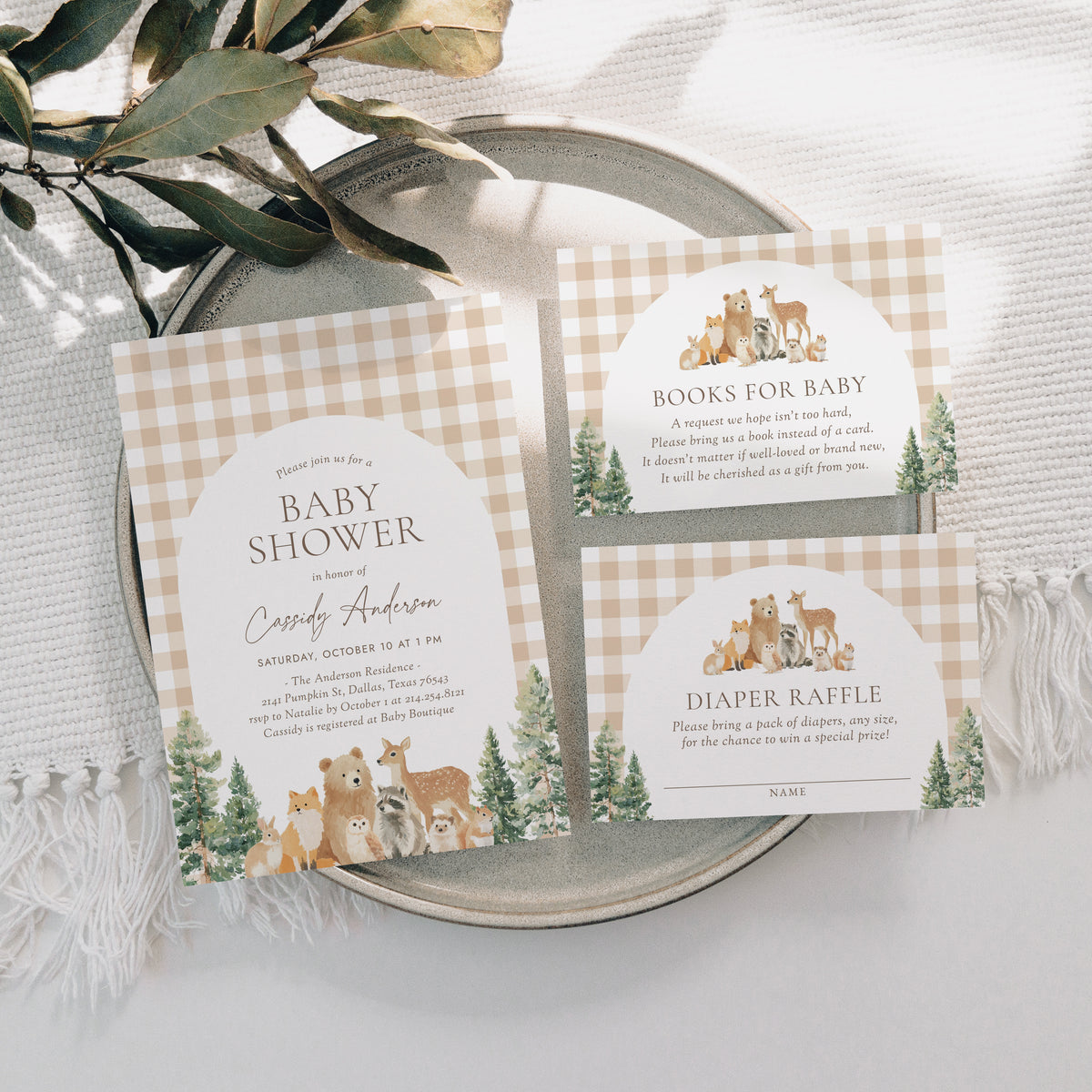 Woodland Gingham Baby Shower Bundle