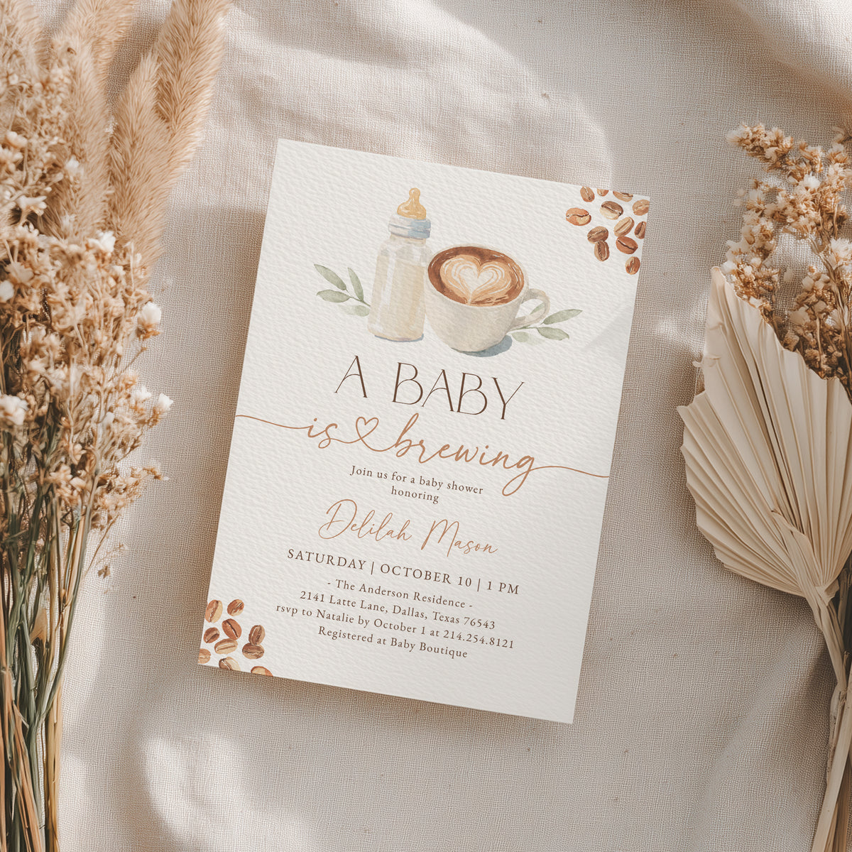 Coffee Baby Shower Invitation
