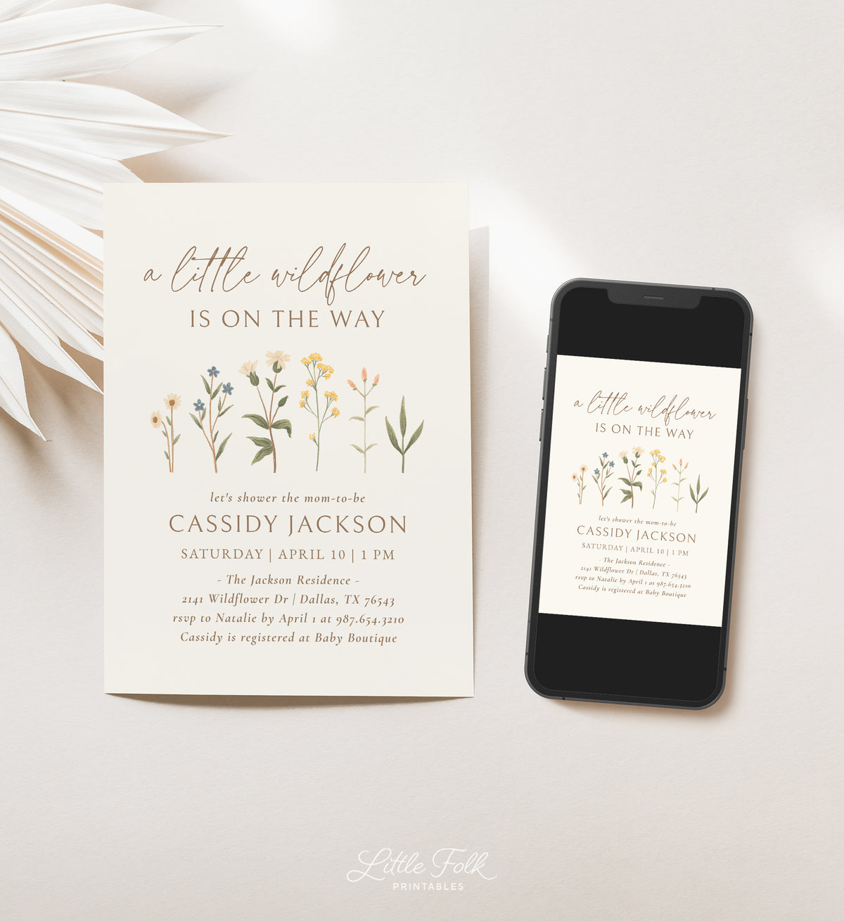 Vintage Wildflower Baby Shower Invitation