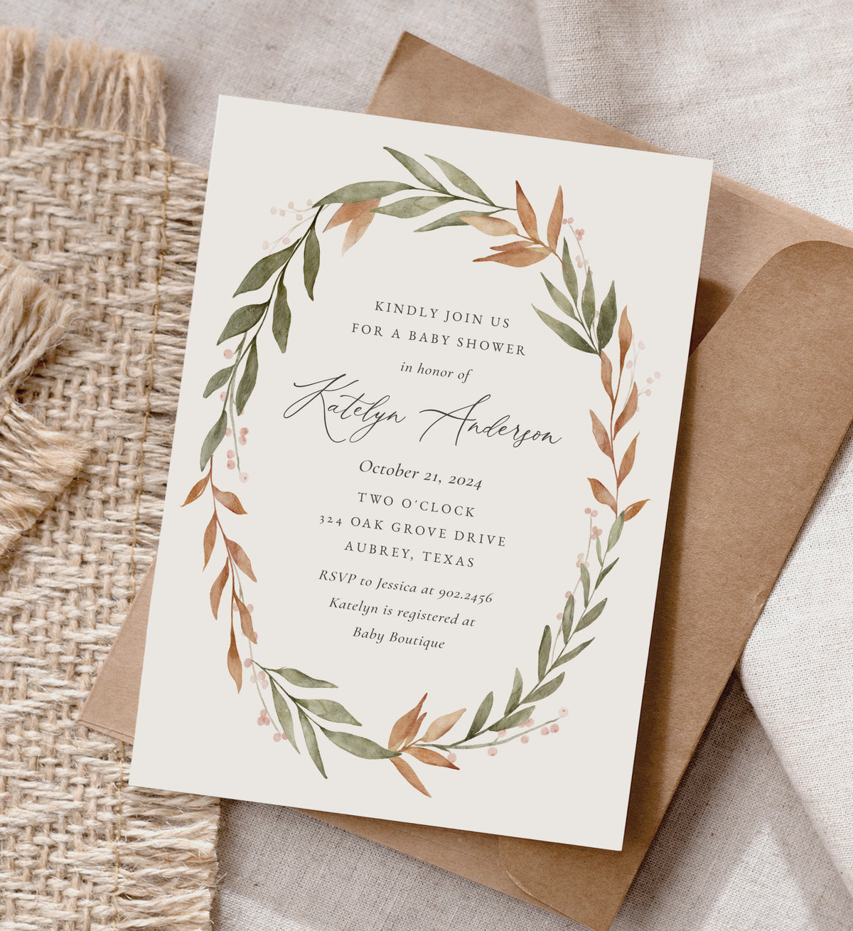 Fall Foliage Baby Shower Invitation