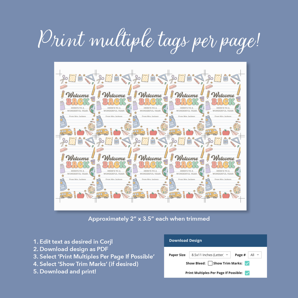 Back to School Tag Template (Welcome Back)