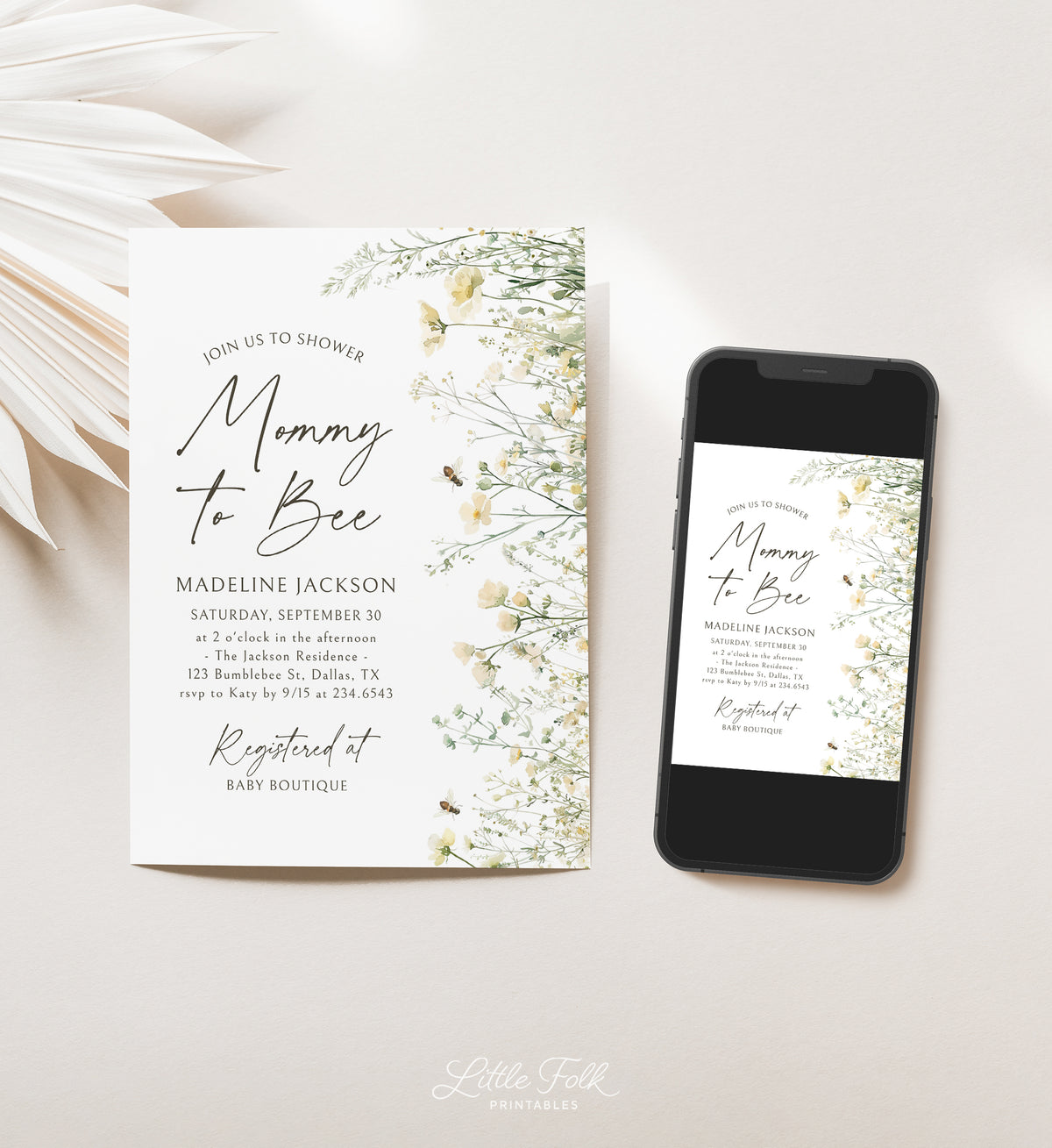 Mommy to Bee Wildflower Baby Shower Invitation
