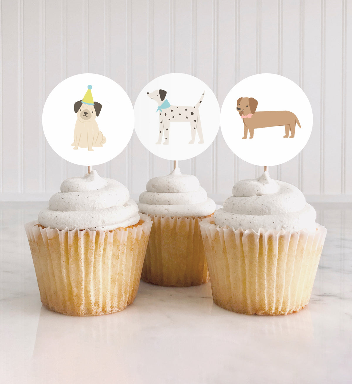 Printable Dog Birthday Cupcake Toppers