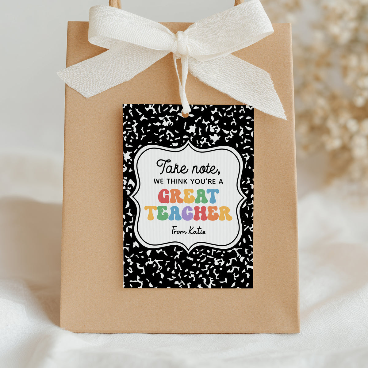 Journal Teacher Appreciation Tag Template