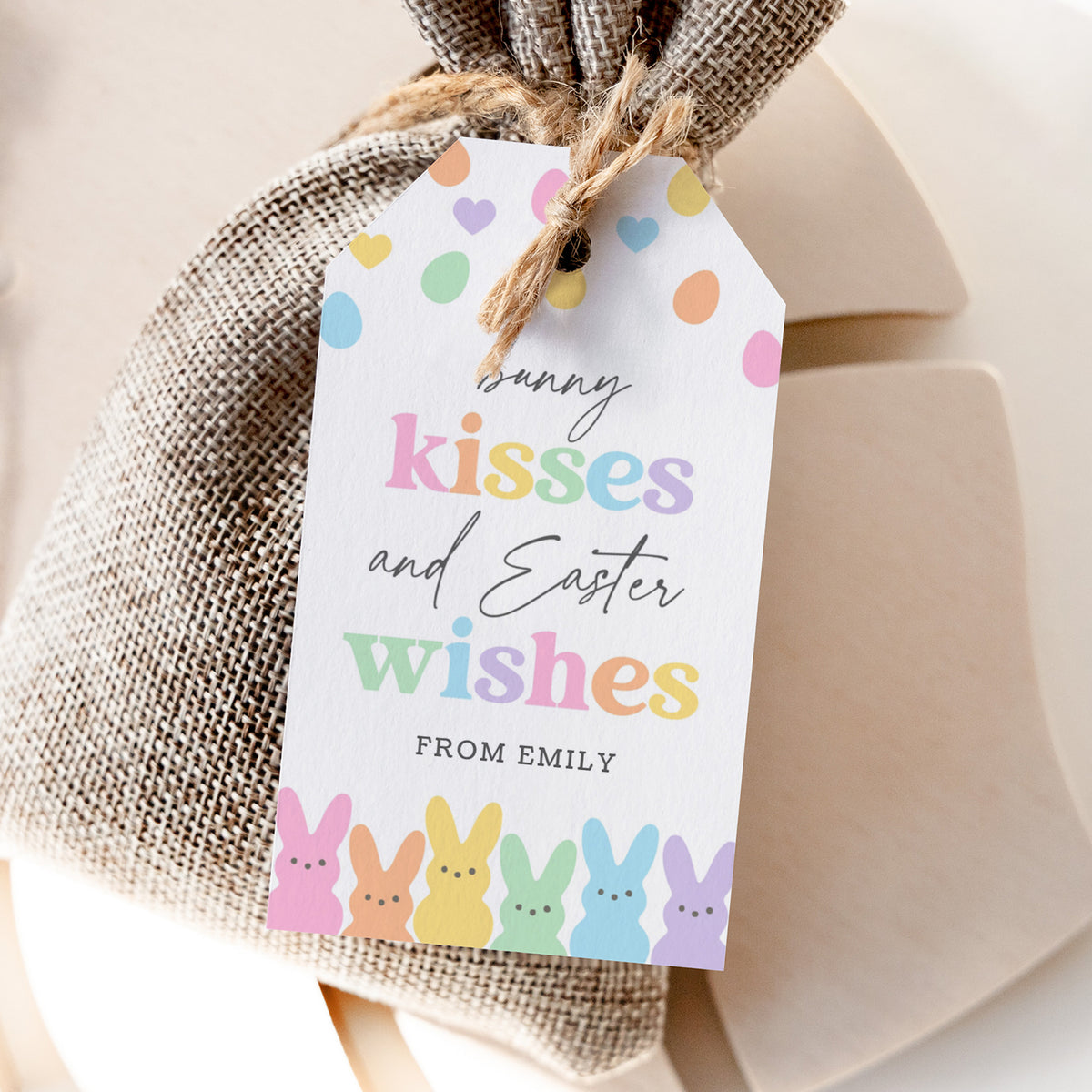 Bunny Kisses Easter Tag Template