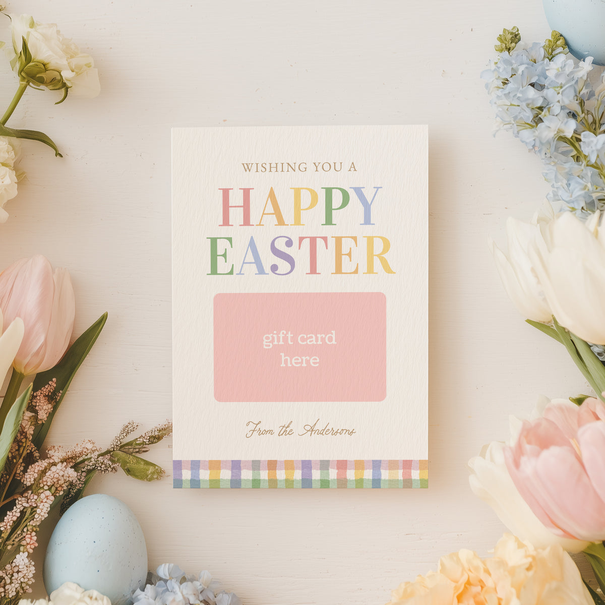 Gingham Happy Easter Gift Card Holder