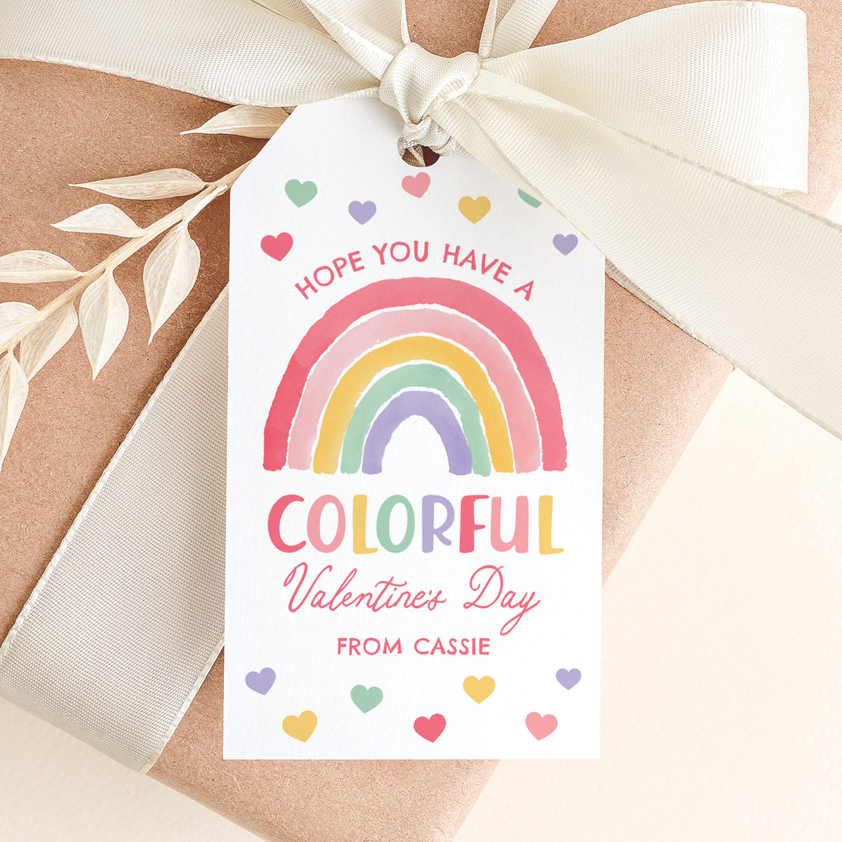 Pastel Rainbow Valentine's Tag Template