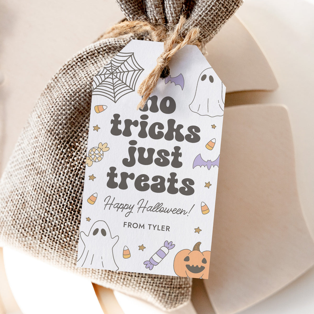 Halloween Tag Template (No Tricks Retro)