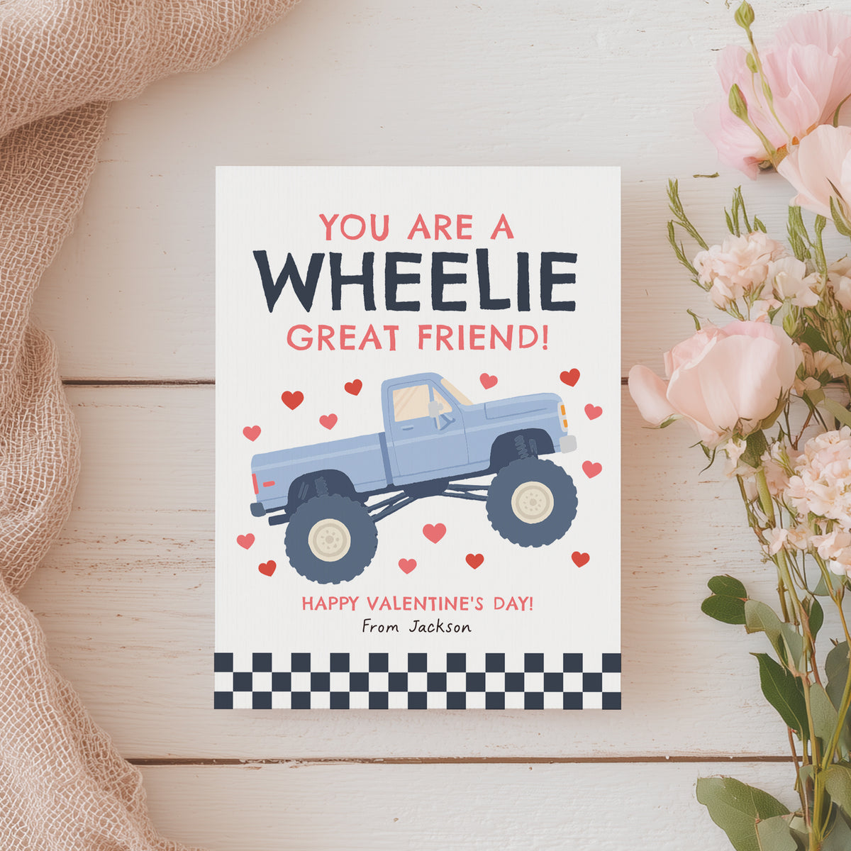Monster Truck Valentine's Card Template