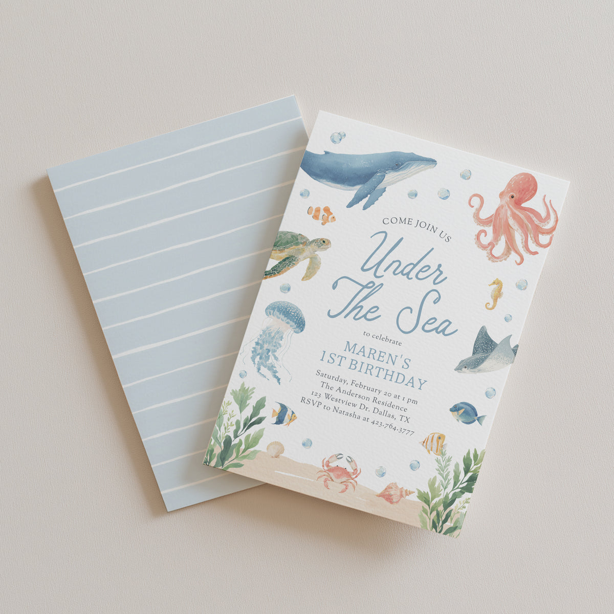 Under the Sea Ocean Animals Birthday Invitation