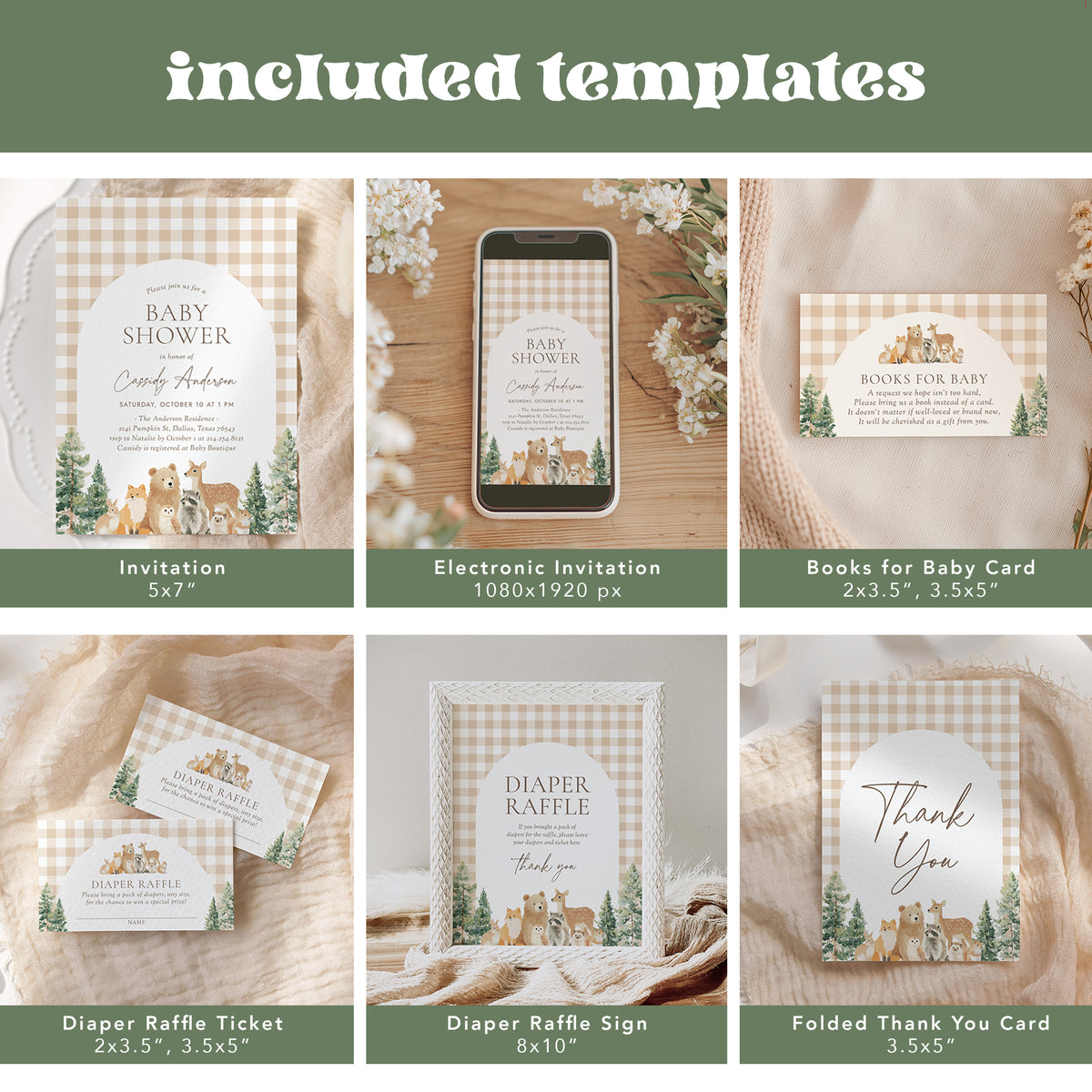 Woodland Gingham Baby Shower Bundle