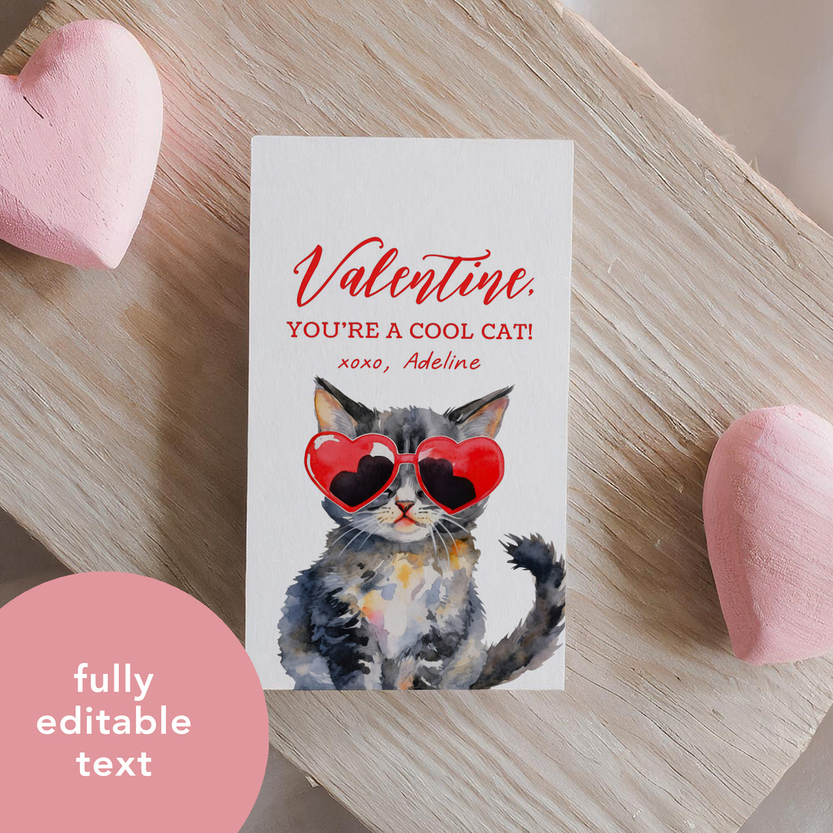 Cool Cat Valentine's Tag Template