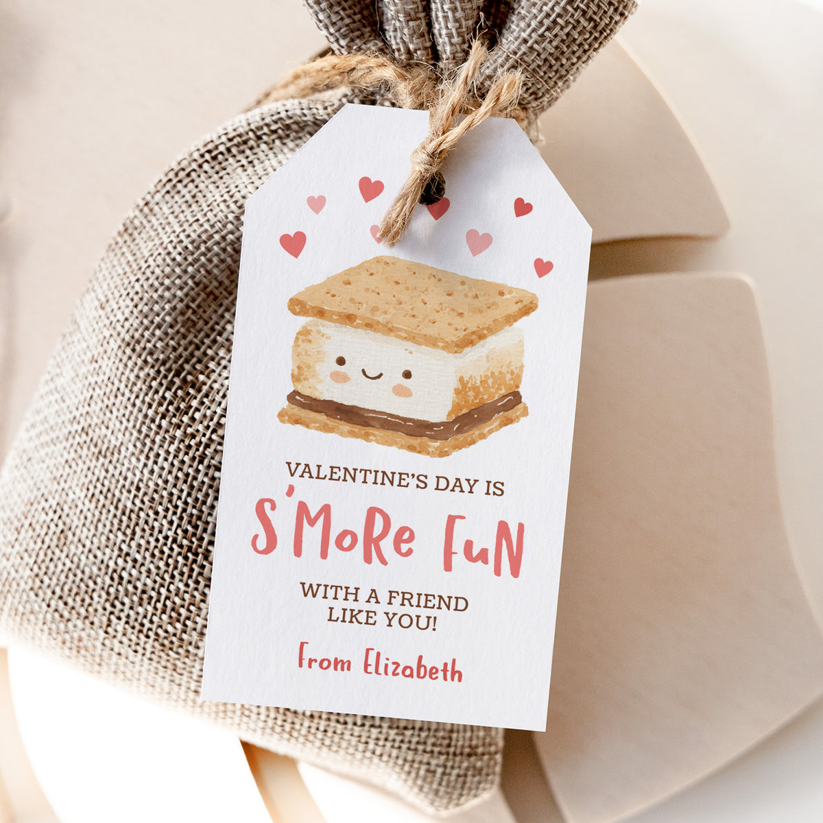 S'more Valentine's Tag Template