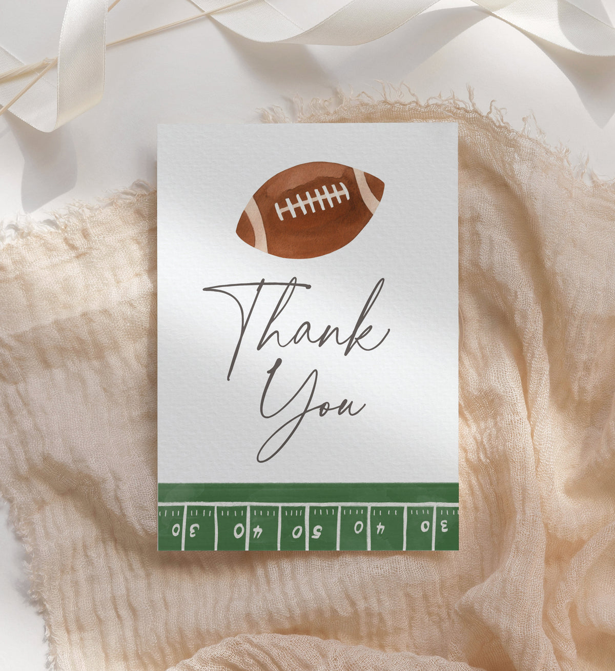 Football Baby Shower Folded Thank You Card Template