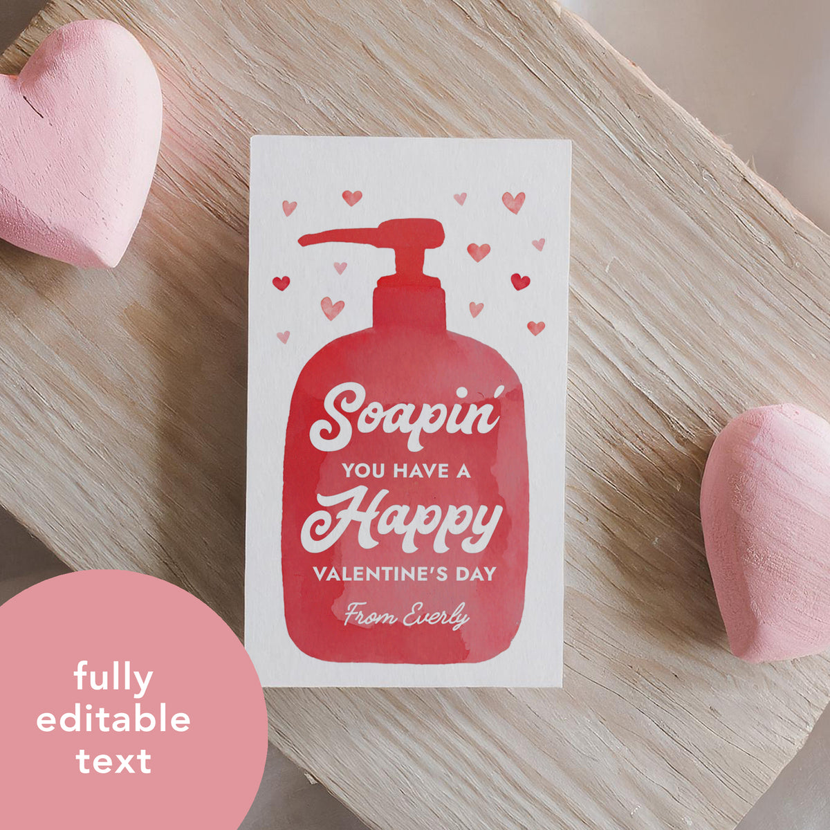Red Soap Valentine's Rectangle Tag Template