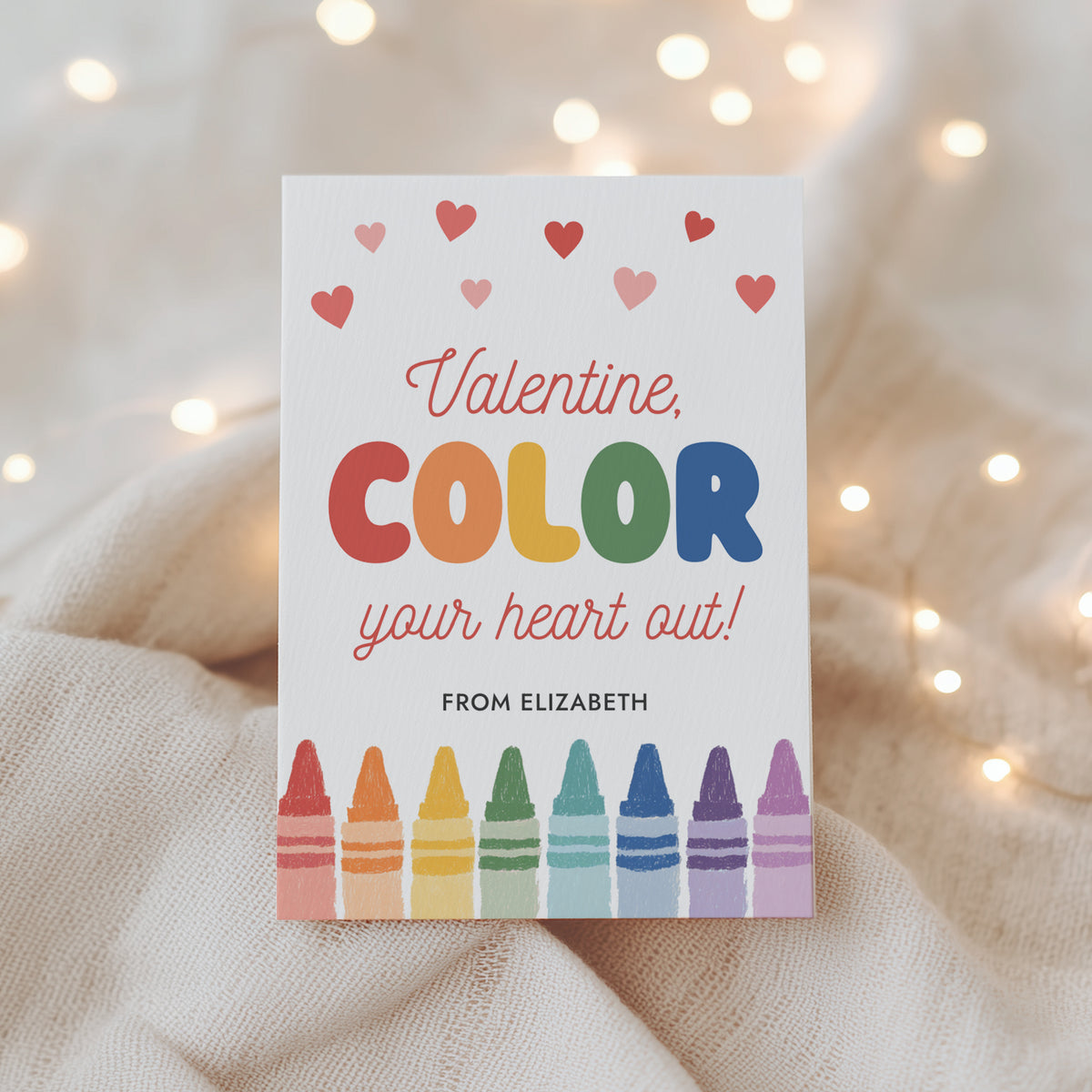 Crayon Valentine's Card Template