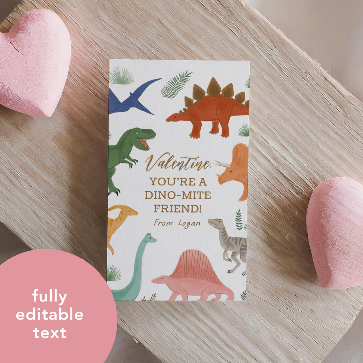 Dinosaur Valentine's Tag Template