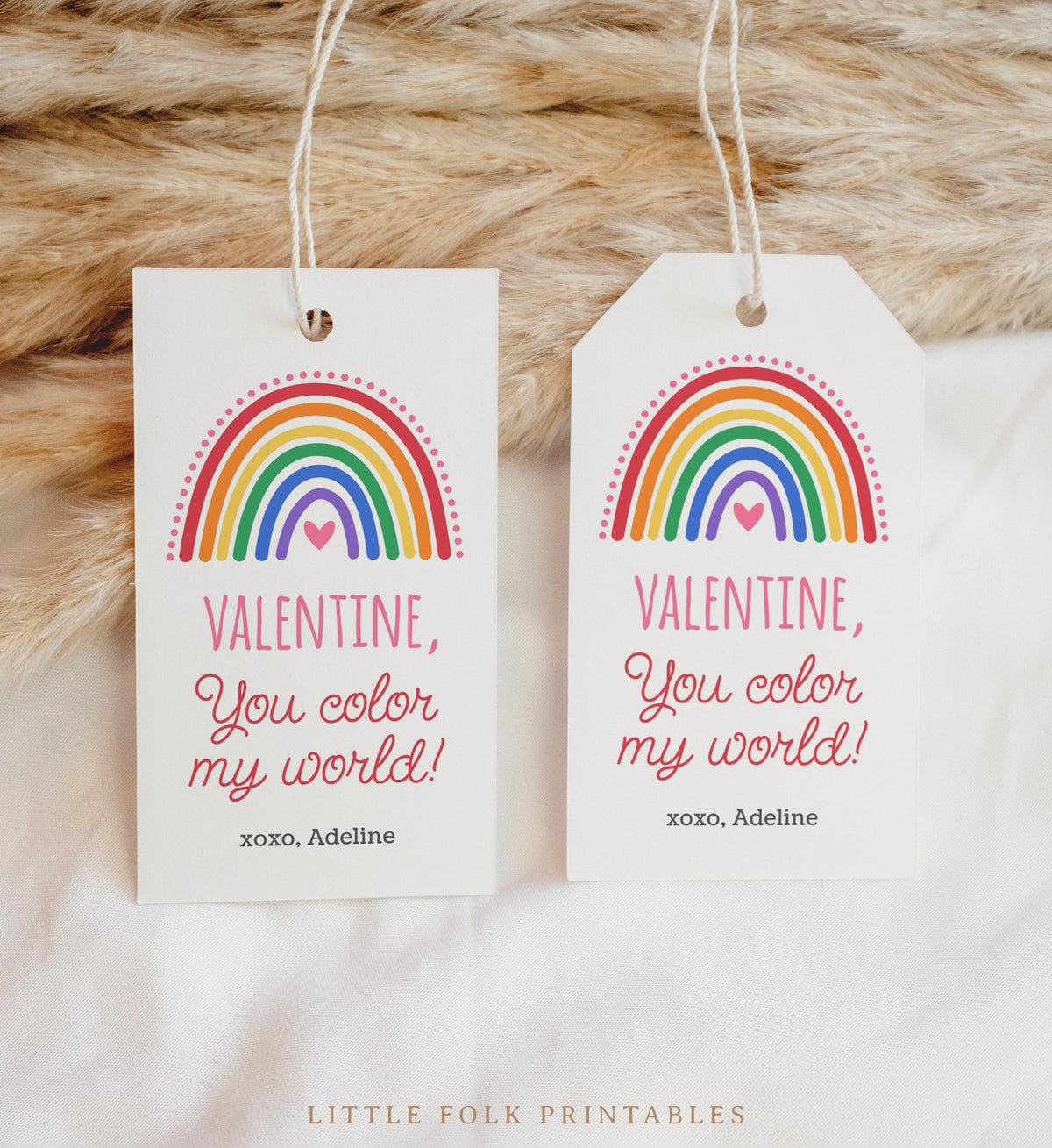 Colorful Rainbow Valentine's Rectangle Tag Template