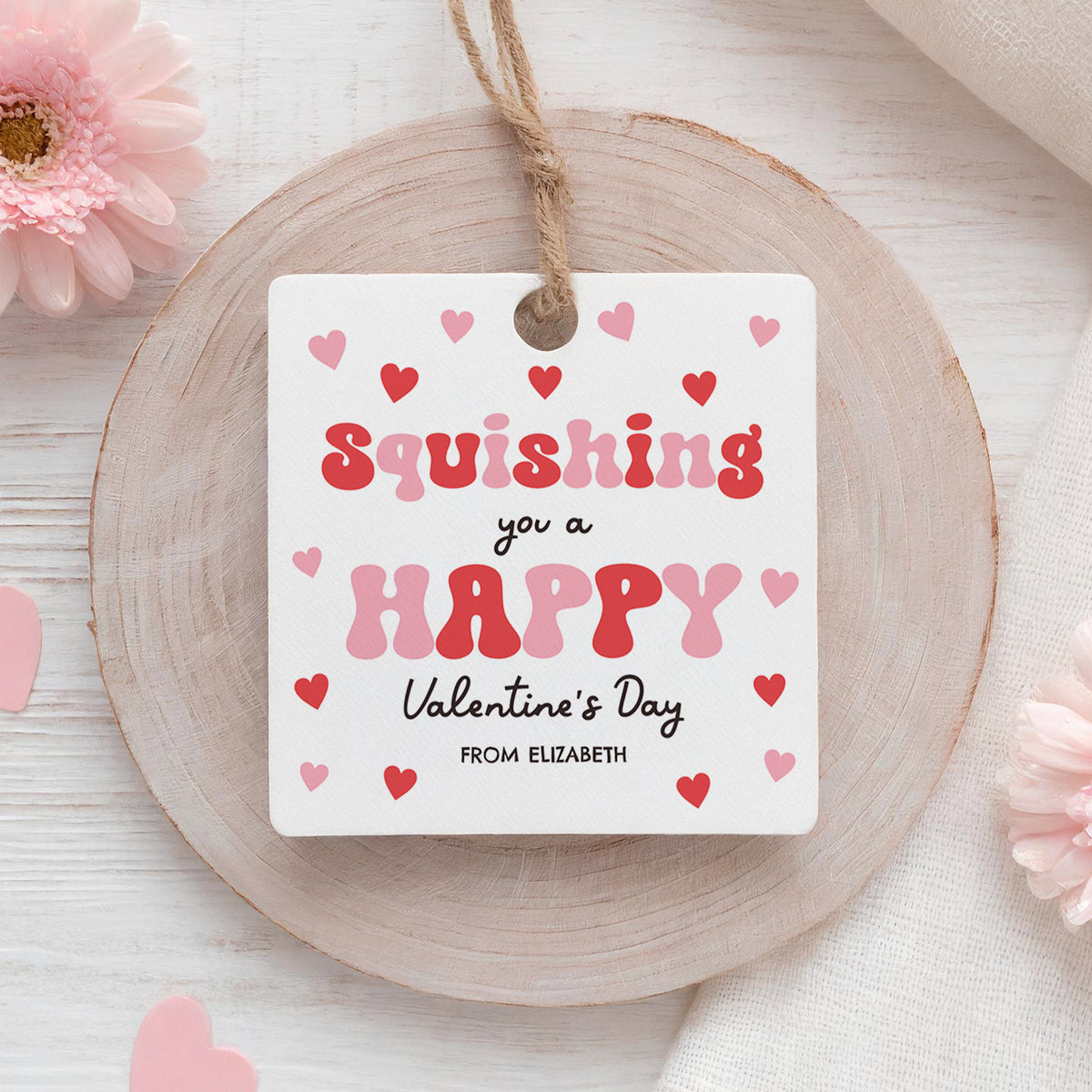 Squish Toy Valentine's Tag Template