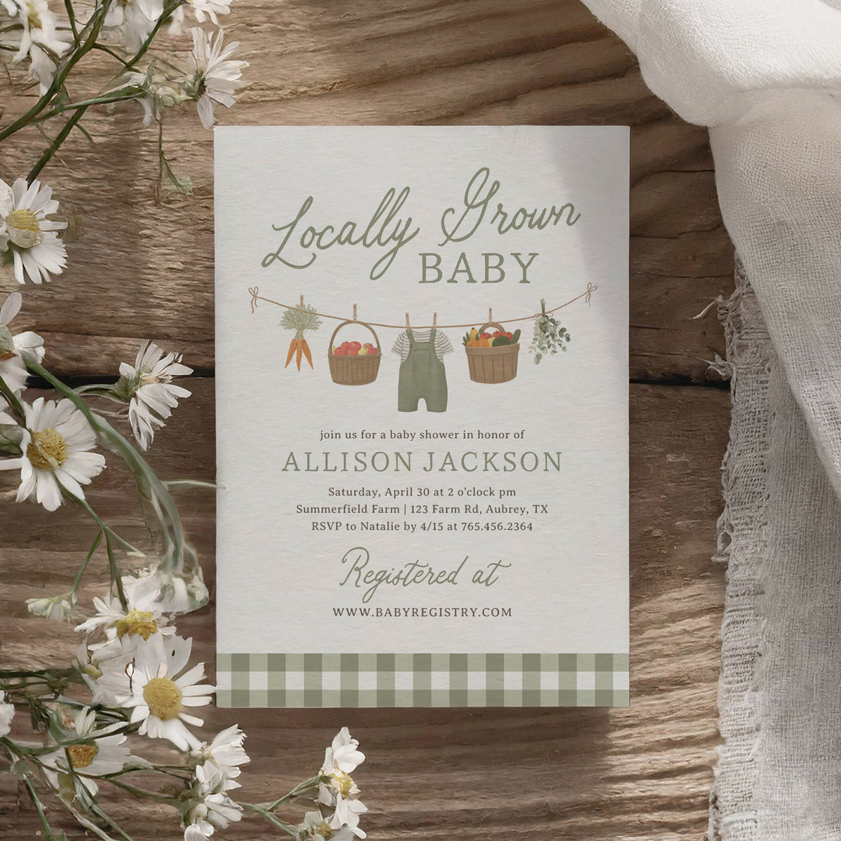 Locally Grown Baby Shower Invitation