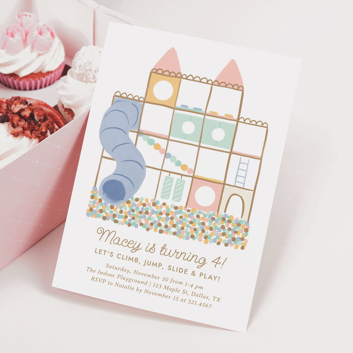 Pastel Indoor Playground Birthday Invitation
