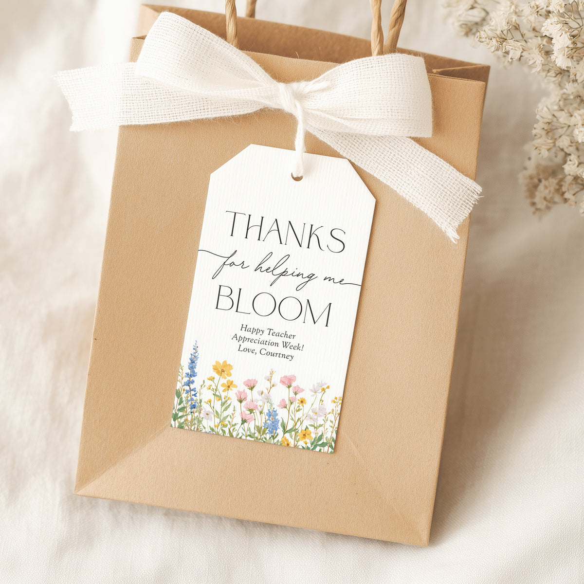 Thanks for Helping Me Bloom - Teacher Appreciation Tag Template